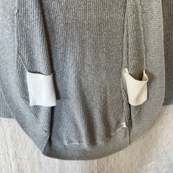 Hinge Open Front Mid Length Bell Sleeve Gray Cardigan Sz XS Front Hidden Pockets - Picture 9 of 10